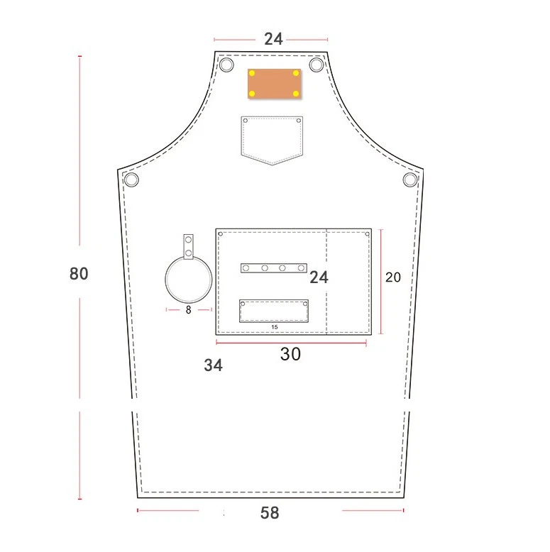 Canvas Bib Leather Chef Kitchen Apron Women Men Barista Bartender Pockets Home - Image 3 of 3