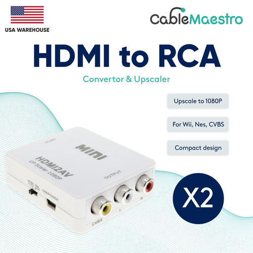 HDMI to RCA Converter AV 720p 1080p HDMI2AV Upscaler Video Adapter Wii NES Lot - Picture 7 of 12