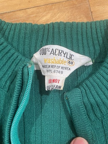1970’s Vintage Stretchy Wide Stripe Sweater Top Zip Zipper Neckline Mod Ribbed L - Picture 3 of 7