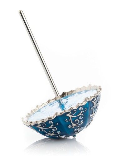 Blue umbrella Trinket Box Hand made by Keren Kopal with Austrian Crystals - Picture 7 of 11