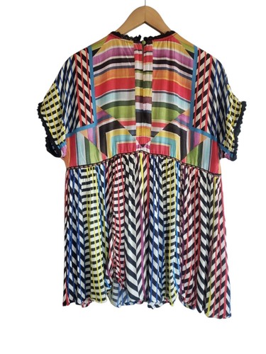 Anthropologie Conditions Apply Tunic Top Womens Medium Black Motif Lightweight - Picture 5 of 8