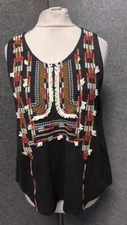 Pimkie Embroidered Vest Top Black UK S Ln054 LL 20