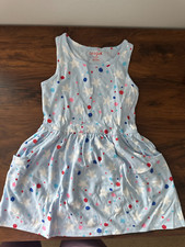 Cat  Jack Girls Sleeveless Dress XS 4/5 Blue Stars  Confetti Print   4th of