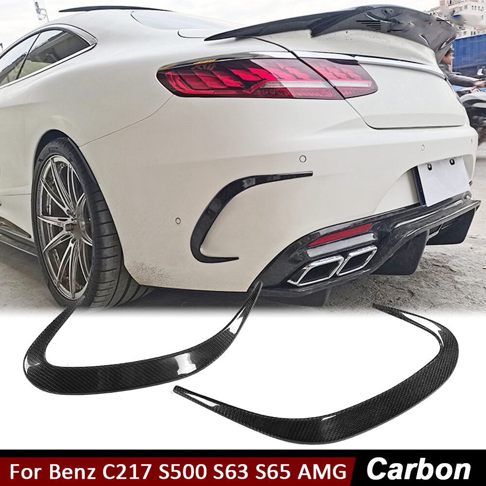For Mercedes S-Class C217 S500 S63 S65  REAL CARBON Rear Bumper Splitter Fins