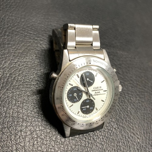 Vintage ALBA (SEIKO) CARIB CHRONOGRAPH Y189-7A10 QUARTZ PANDA MENS WATCH 112 - Picture 3 of 14