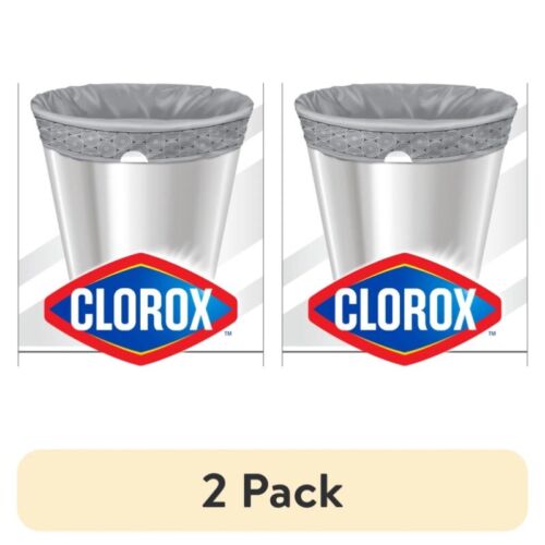 (2 pack) Glad with Clorox 4 Gallon Drawstring Trash Bags, Lemon Bleach Scent