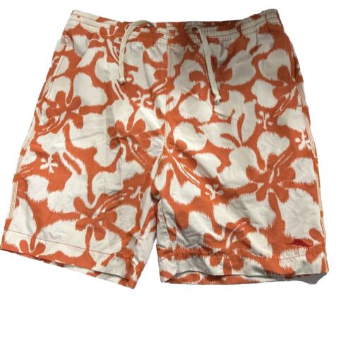 Tommy Bahama Mens Swimming Suit Trunks Large Orange White