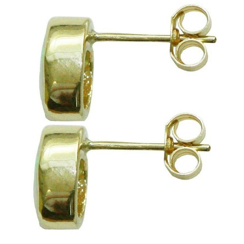 9ct Oro Amarillo Intenso Cabujón Ópalo Ovalado Simple Tacha Pendientes 3.00ct Ru - Imagen 2 de 5