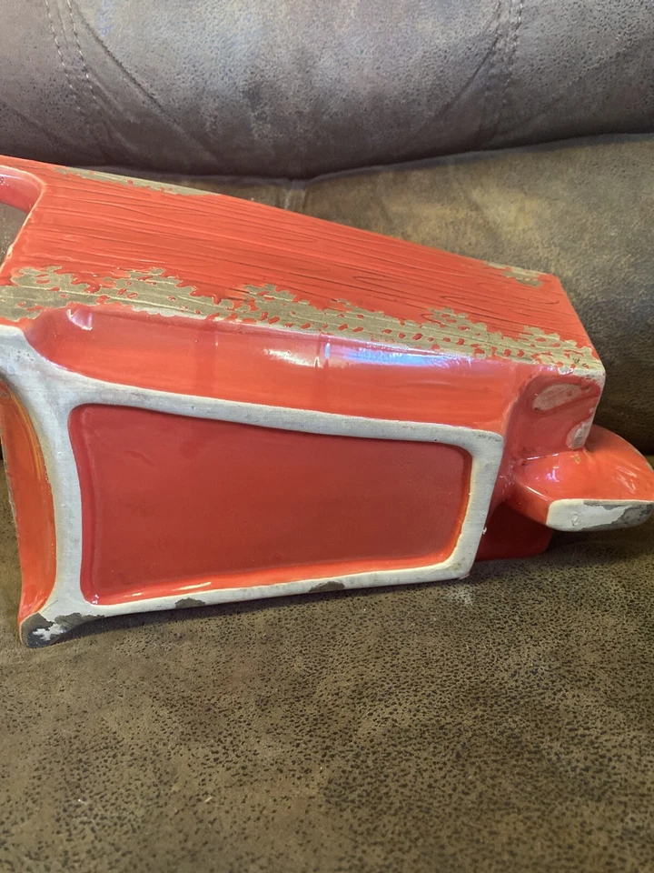 New Wheelbarrow Flower Pot Ceramic Terracotta Planter Plant Vtg Old Farm Look - Image 4 of 4