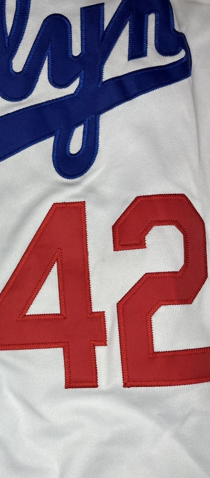 Camiseta deportiva Jackie Robinson Brooklyn Dodgers Home blanca Cooperstown grande para hombre Foto 3 de 3