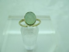 STERLING SILVER 925 OVAL CUT FACETED GREEN CHRYSOPRASE STONE RING size 6.75