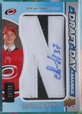 Andrei Svechnikov 2018-19 SP Game Used Draft Day Marks Letter 