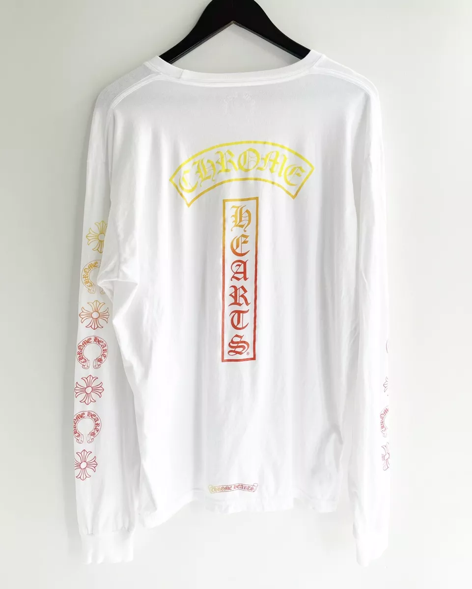CHROME HEARTS White Orange Gradient Long Sleeve T Shirt Size XL RARE