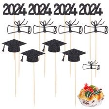 1 Set Graduation Cake Toppers Cap Cake Decor Cupcake Inserts For Grad Party