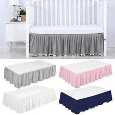Ruffled Crib Skirt With Pompoms, Microfiber Nursery Crib Toddler Bedding Skirt