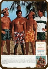 1966 Frank Gifford & Bobby Hull Hawaii JANTZEN DECORATIVE REPLICA METAL SIGN