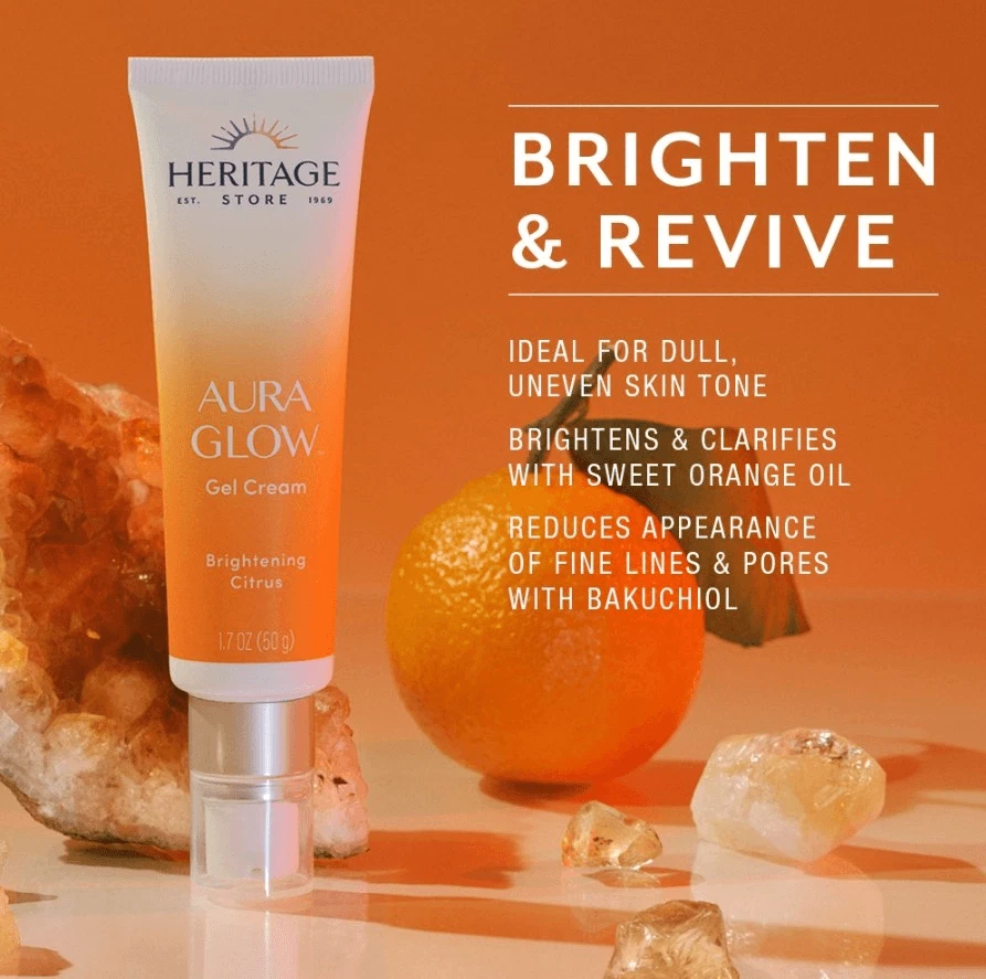 NUEVO EN CAJA Heritage Store Aura Glow Gel Crema, Tónico 3 en 1, Suero e Hidratante, Cryst Foto 2 de 4