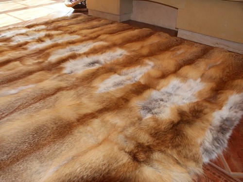 Oryginalny dywan z futra czerwonego lisa futro pokrowiec futro koc futro futro narzuta 130x200cm LIS - Zdjęcie 3 z 4