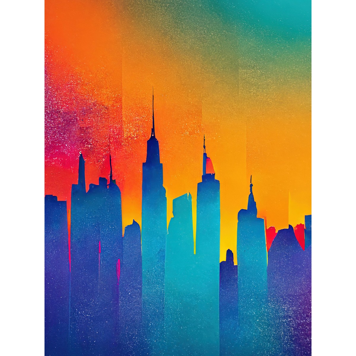 Warm Bright New York Sunset Skyline Huge Wall Art Print Picture 