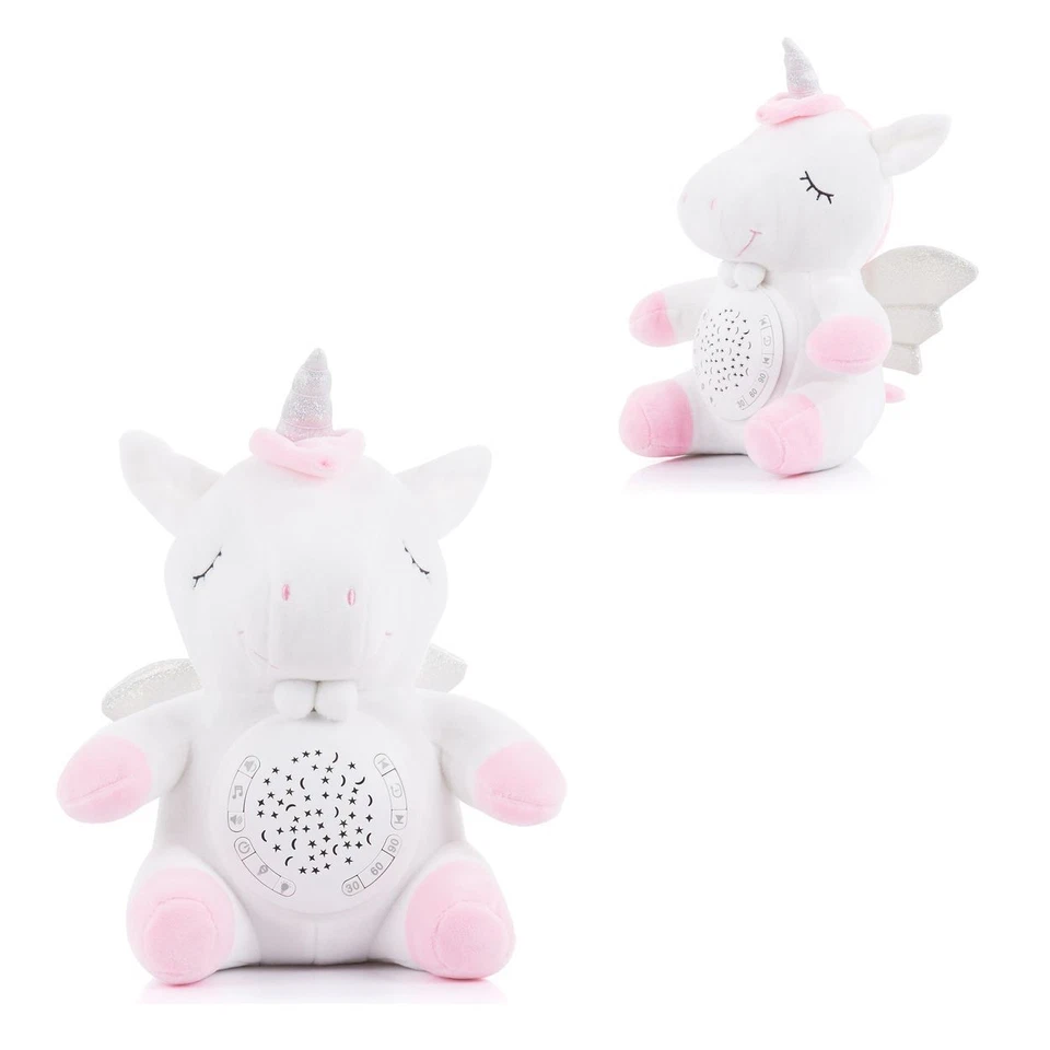Chipolino Musik Plüschtier Einhorn 12 Melodien, Projektor mit zwei Figuren Timer
