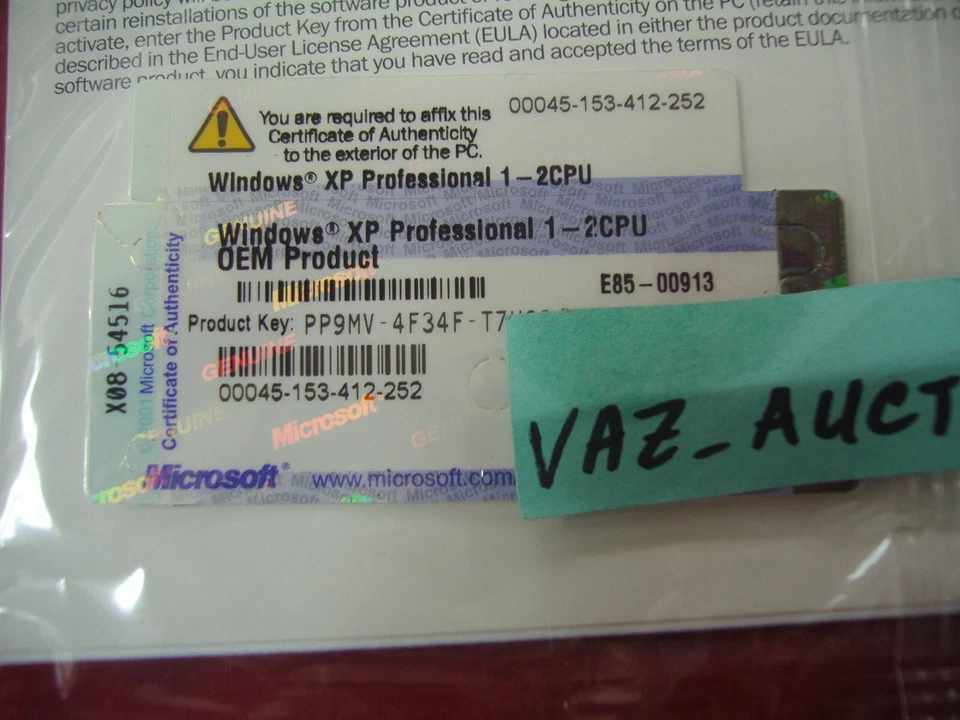 MICROSOFT WINDOWS XP PROFESSIONAL FULL VERSION w/SP1 & SP3 MS WIN PRO=NEW SEALED - Image 4 of 4