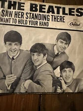 THE BEATLES ~ I WANT TO HOLD YOUR HAND/I SAW HERE STANDING THERE ~ 45 w/SLEEVE