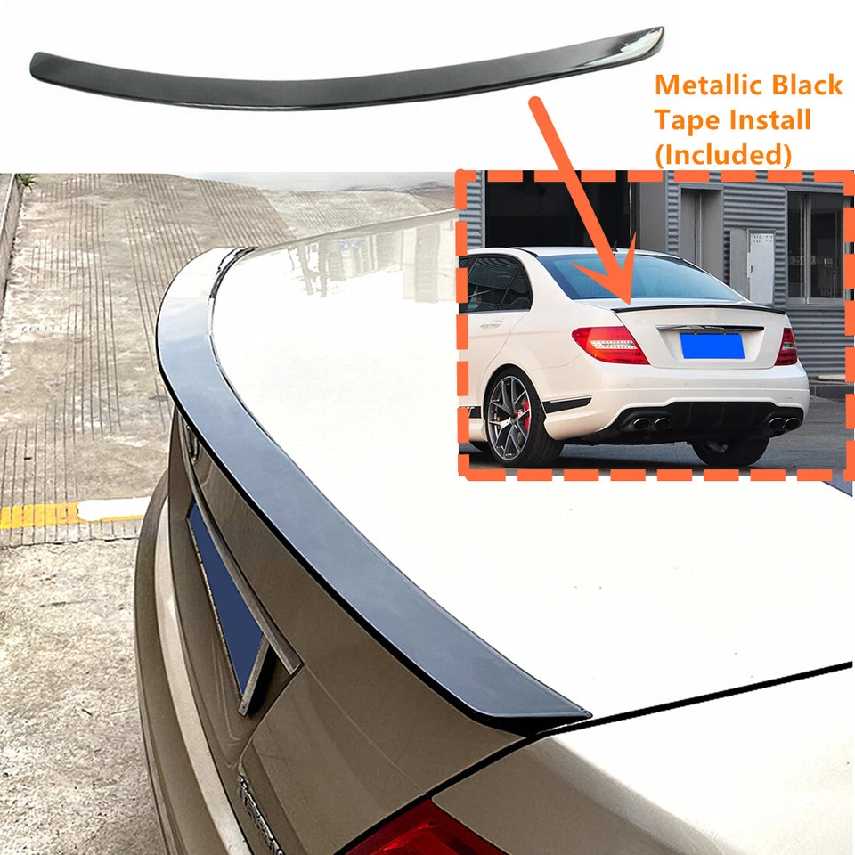 Painted Black Rear Trunk Spoiler Lip For Mercedes W204 08-14 Sedan AMG C250 C300 - Изображение 2 из 4
