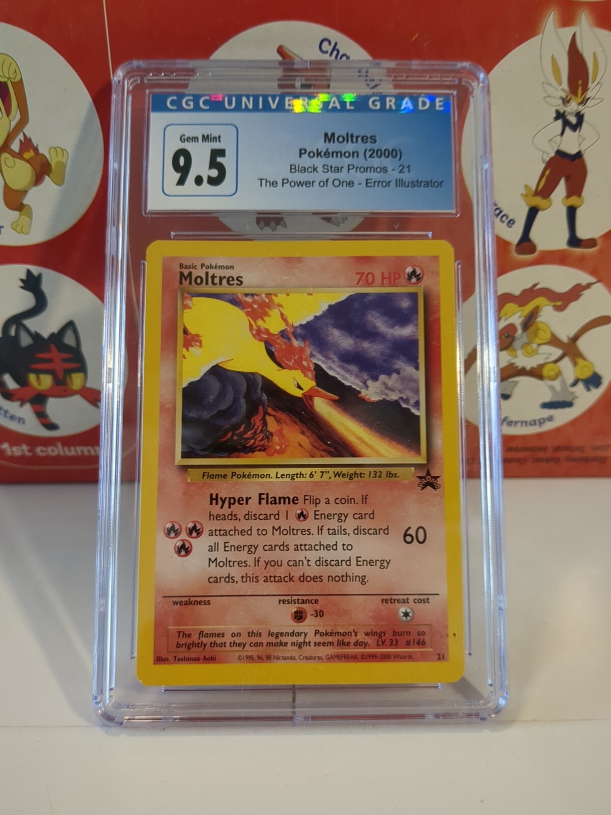 2000 POKEMON BLACK STAR PROMO #21 MOLTRES AOKI ERROR CGC 9.5 Gem Mint