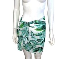 NWT TINIBIKINI LEAF TROPICAL PRINT COVERUP SARONG SKIRT SHAWL OS