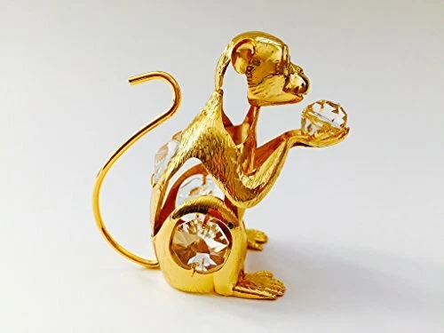Year of Monkey FIGURINE - ORNAMENT 24KT GOLD PLATED WITH AUSTRIAN CRYSTALS - Image 2 of 3