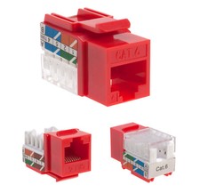 CAT6 Red Keystone Jacks 45 Degree Punch Down Network Connector Multi-Pack LOT