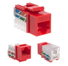 CAT6 Red Keystone Jacks 45 Degree Punch Down Network Connector Multi-Pack LOT