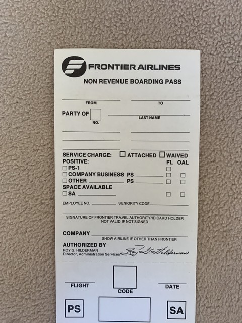 Vintage Frontier Airlines Unused Nonrevenue Boarding Passes | eBay