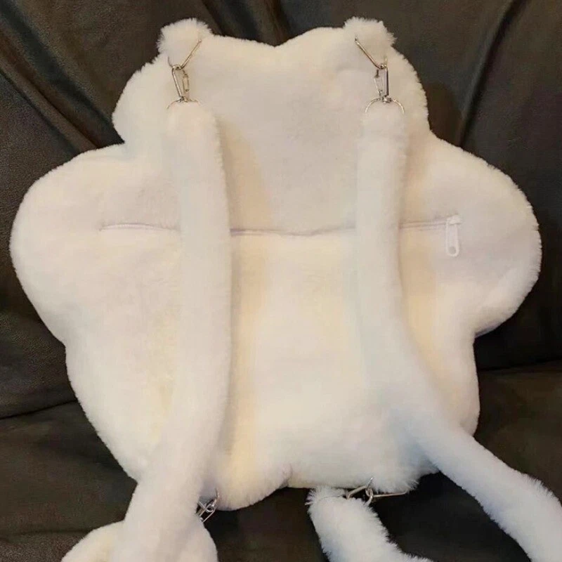 Fashion Ladies Girls Backpack Shoulder Bag Cat Claw Casual Preppy Style Furry - Image 3 of 4