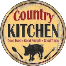 Kitchen Novelty Round Circular Metal Sign 12" Home Garage Wall Decor