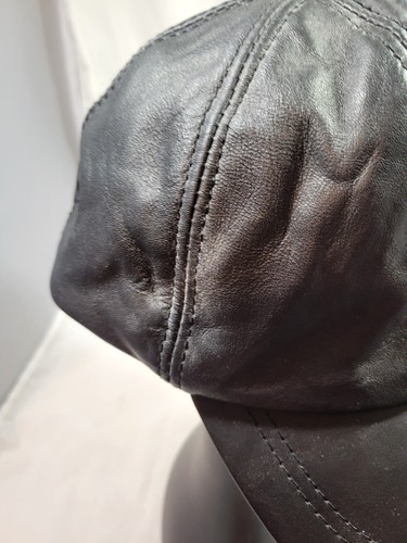 Genuine Leather Black Baseball or Newsboy Cap Beret Hat One Size Generic - Picture 3 of 3