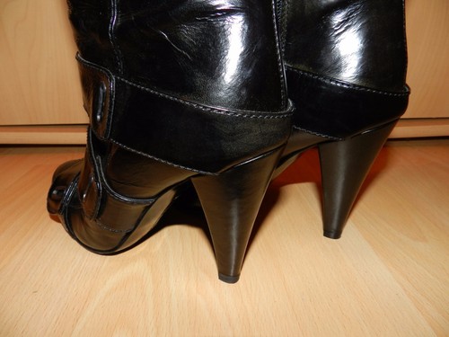 Botas de cuero Miss Sixty tacón alto lacado auténtico, talla 38, tacón 10 cm como nuevo - Imagen 3 de 12