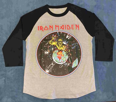Iron Maiden Piece of Mind Tour 1983 Concert Raglan HEATHER/BLACK S to 3XL