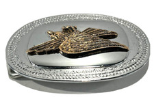 Silver  Gold Western Small Belt Buckle with Flying American Eagle