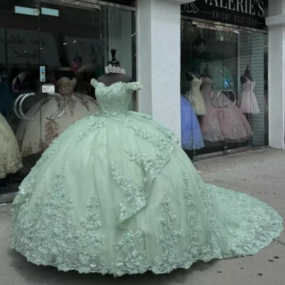 mint green 15 dresses Formal Dress Mint Blue Quinceanera Dresses Prom Dress Mint And White Dress Ball Gowns Mint Color Quinceanera