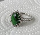 Signed, D-D 925 China, Green Stone Sterling Ring, Size 9.25