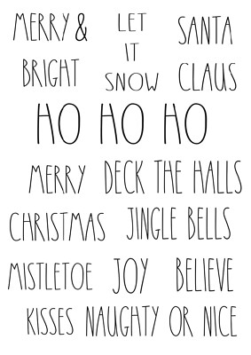 Von Rae Dunn inspirierte Schriftart - Weihnachtswörter A4 Blatt - verschiedene Farben erhältlich