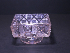 Vintage Pressed Glass Pedestal Candy Dish Square