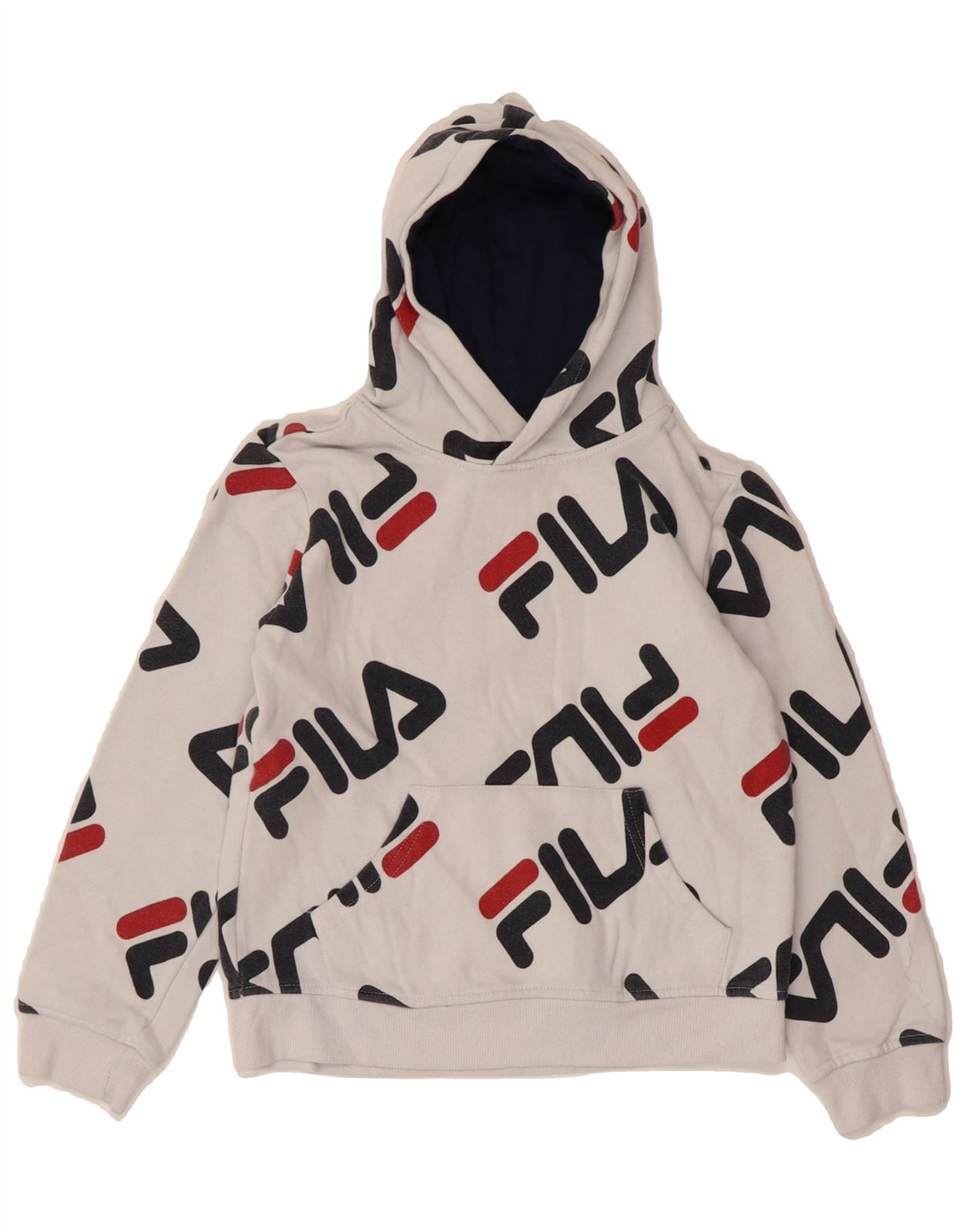FILA Maglione con Cappuccio Grafico Ragazzo 7 8 Anni Medium Bianco Cotone JN13
