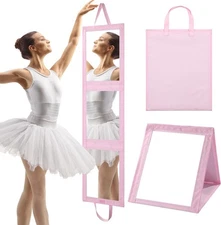 ROYALAY Foldable Full Length Mirror with Handle - 47 * 13in 47"L x 13"W, Pink 