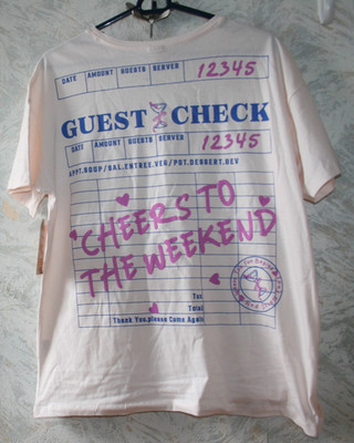 NWT MESSY BUN  CHEERS TO WEEKEND t-shirt top.Large.Pink.Short sleeves.Cotton.