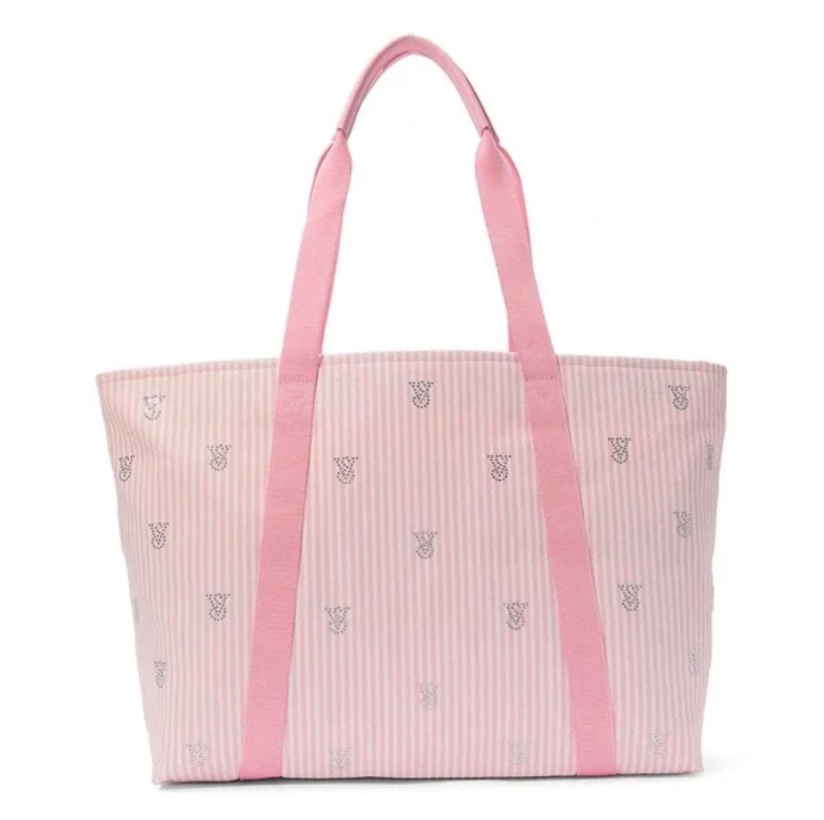 VICTORIA'S SECRET HERITAGE PINK STRIPED CANVAS TOTE BAG ZIPPER
