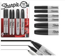Sharpie Permanent Markers Variety Pack, Includes Chisel Black, 6 Count