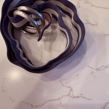 Vineyard Vines Boy's Ribbon D-Ring Belt Blue Ivory Stripe Youth Size S