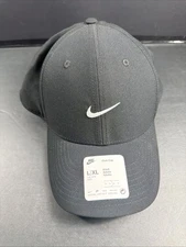 Nike Dri Fit Rise Club Black White Swoosh Cap Hat Unisex L/XL Adult FV5563 010